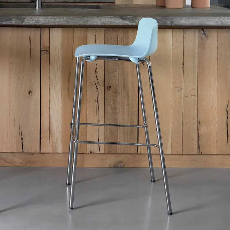 Hoher Hocker, 2 Stück, aus Metall und Polypropylen Made in Italy - Christabel Viadurini