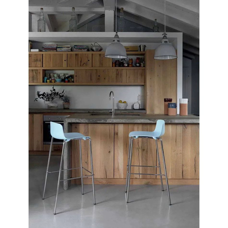 Hoher Hocker, 2 Stück, aus Metall und Polypropylen Made in Italy - Christabel Viadurini