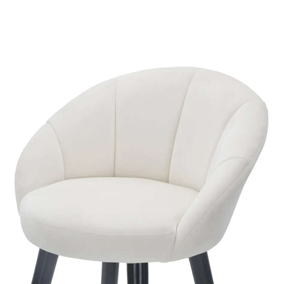 Hoher Barhocker aus Holz und Metall mit Sitz aus Polyester - Enzo Viadurini