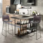 Hoher Küchenhocker aus Kunstleder und schwarzem Metall 2-teilig - Yuri Viadurini