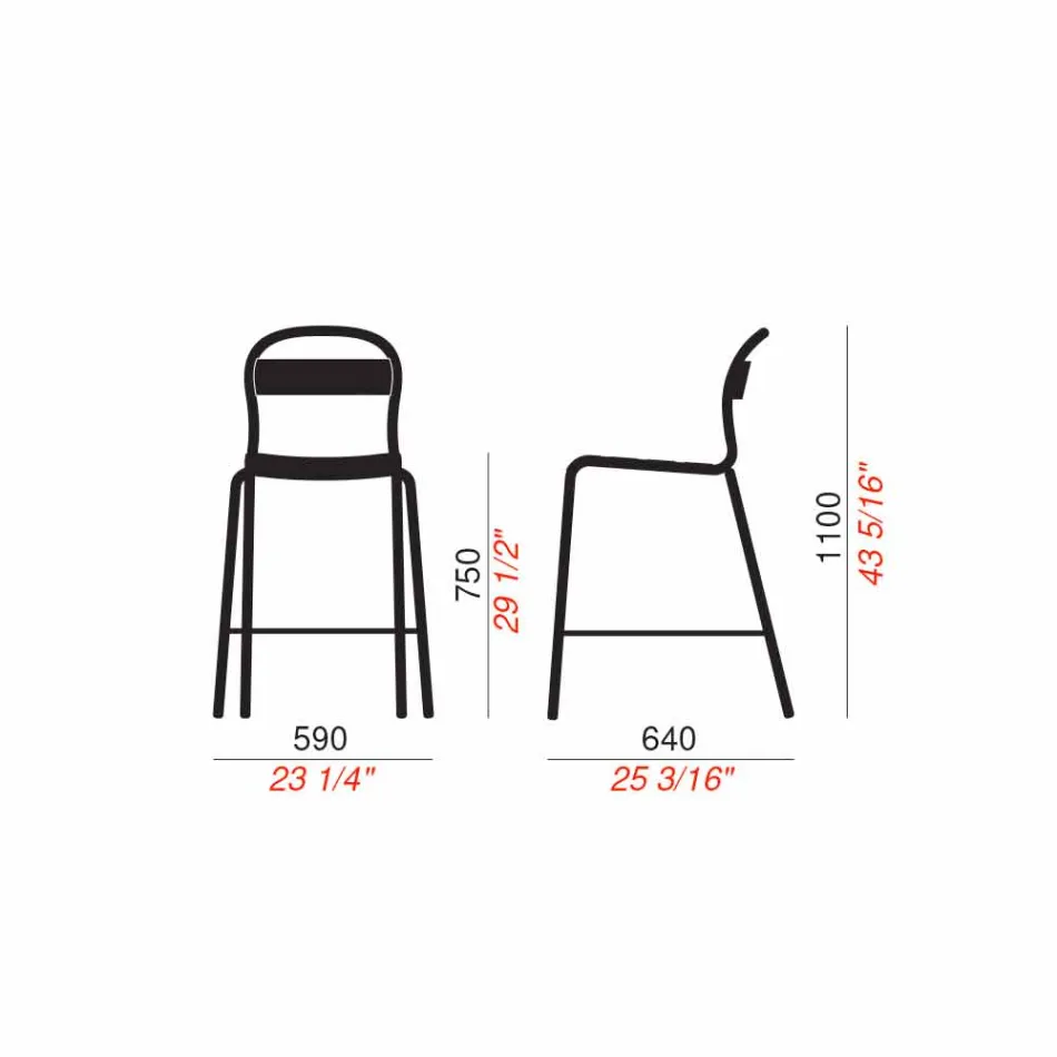 Hoch stapelbarer Outdoor-Hocker Made in Italy, 2 Stück - Trixie Viadurini