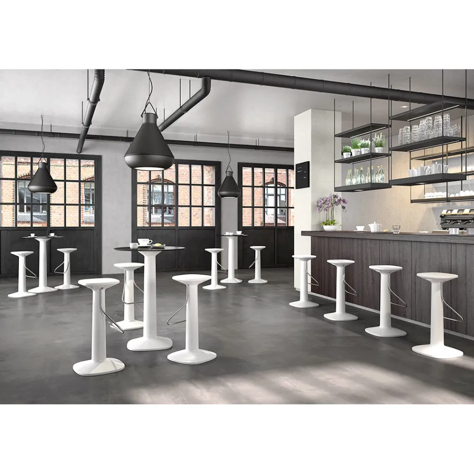 Hoher Designhocker aus Polyethylen und Edelstahl, hergestellt in Italien – Pito Viadurini