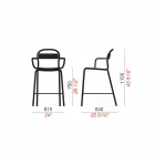 Hoher Außenhocker aus Aluminium mit Armlehnen Made in Italy - Selima Viadurini