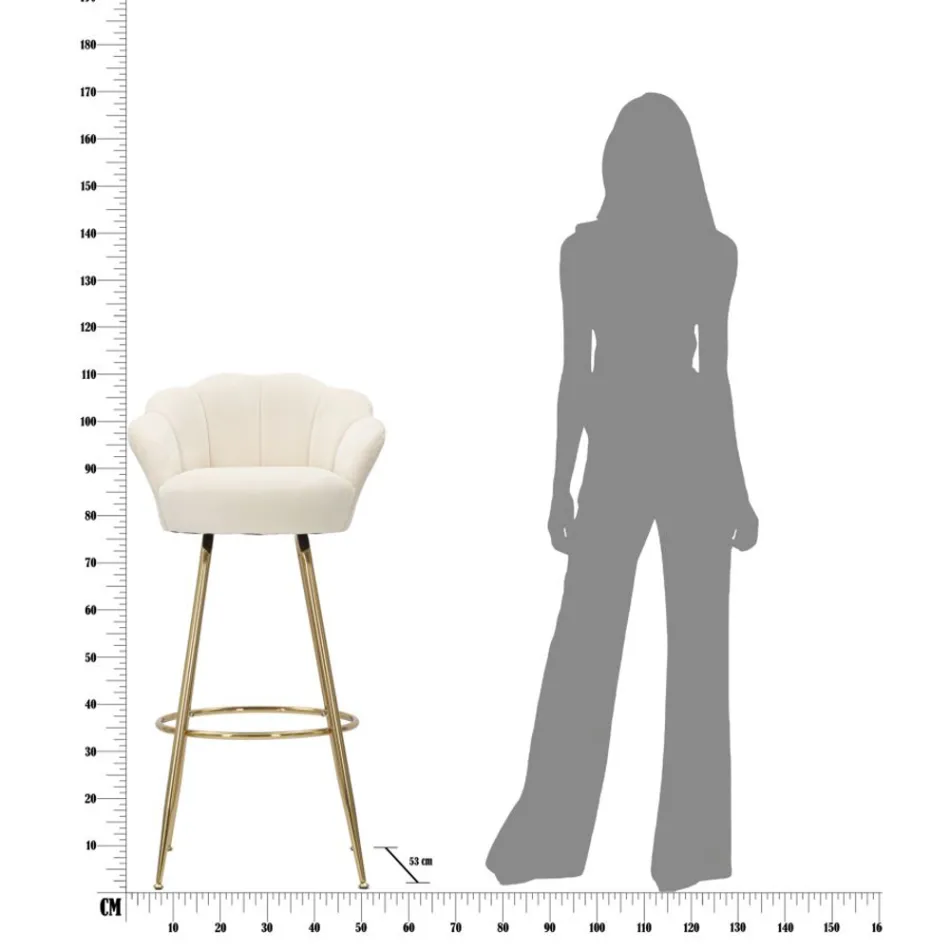Hoher Hocker aus goldenem Eisen mit Sitz mit Samtbezug - Annina Viadurini