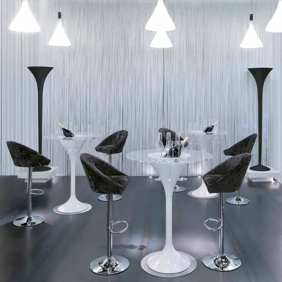 Hoher Hocker aus Samt und Stahl mit verstellbarem Lift Made in Italy - Bilbao Viadurini