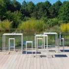 Barhocker im Freien aus pulverbeschichtetem Metall Made in Italy - Meone Viadurini