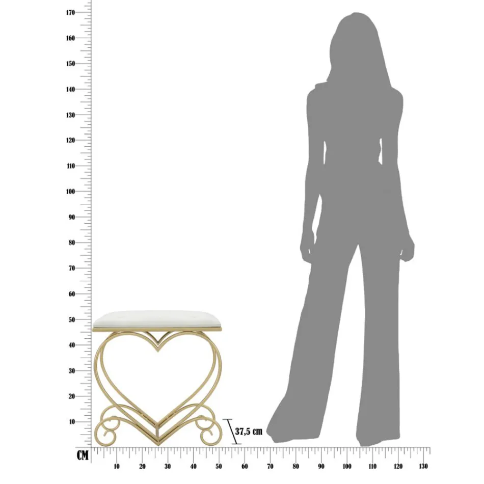 Niedriger Eisenhocker Gold-Finish mit Stoffsitz - Dimentico Viadurini