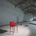 Hocker komplett gepolstert mit roter Technofaser, hergestellt in Italien – Schirm Viadurini