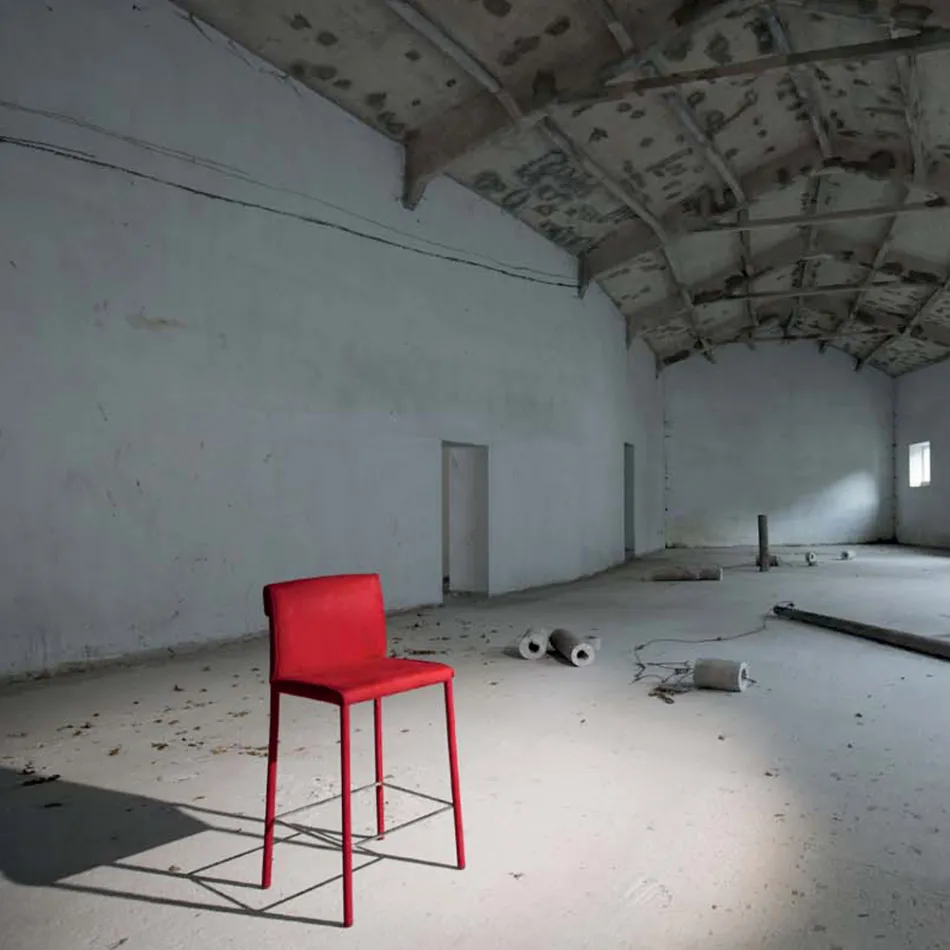 Hocker komplett gepolstert mit roter Technofaser, hergestellt in Italien – Schirm Viadurini