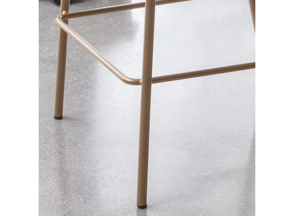 Hocker mit Metallgestell und Kunstledersitz, hergestellt in Italien – Ivy Viadurini