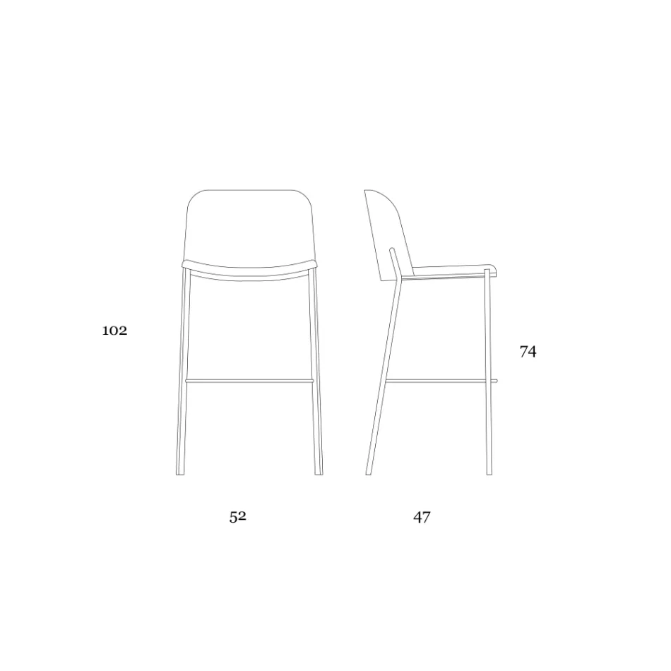 Hocker mit Metallgestell und Kunstledersitz, hergestellt in Italien – Ivy Viadurini