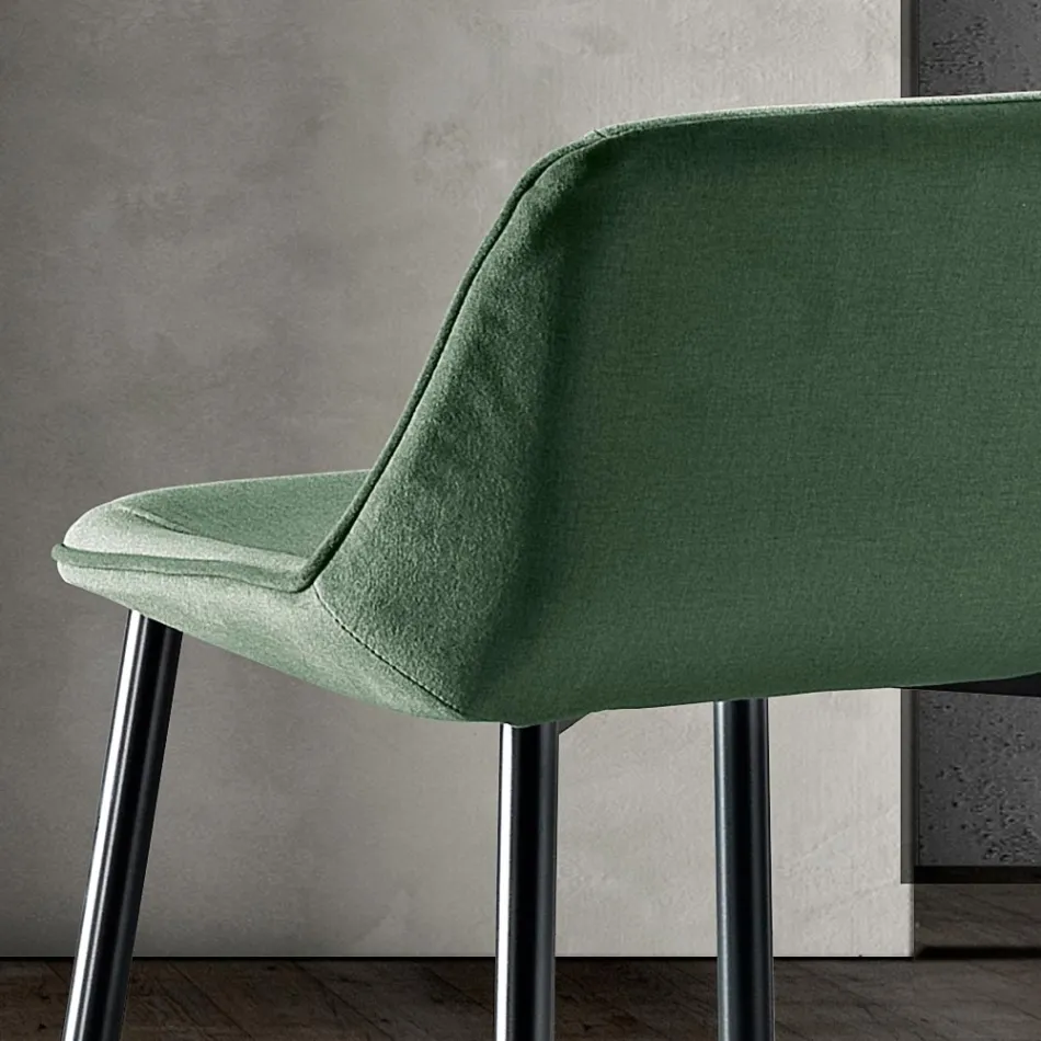 Hocker mit Metallbeinen und Monocoque-Stoffsitz Made in Italy - Hinata Viadurini