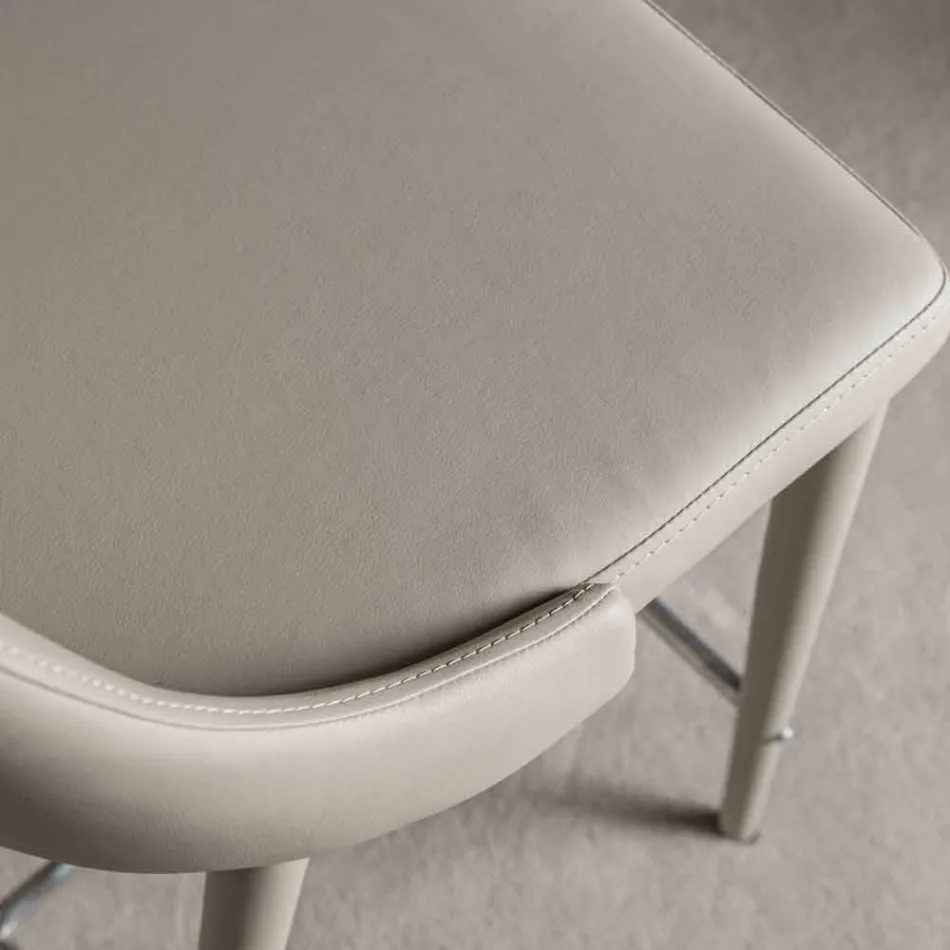 Hocker mit Rückenlehne, Design Metal Base - Berenice Viadurini