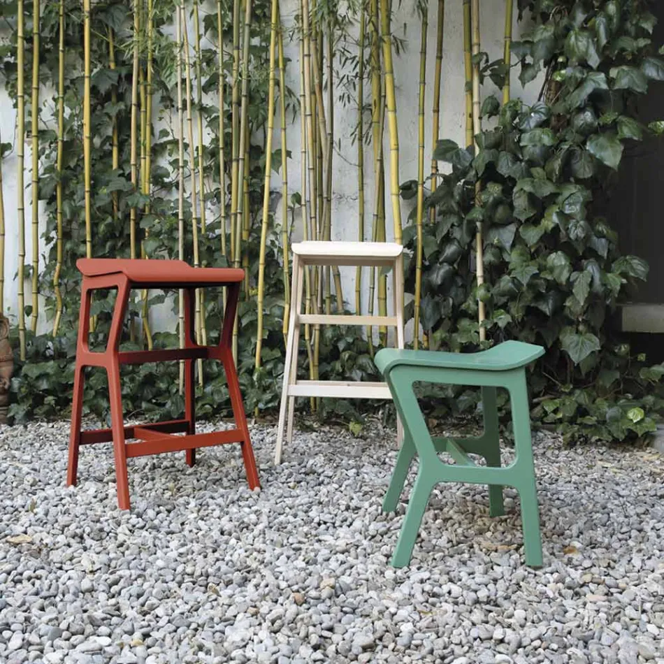 Hocker mit Struktur aus massivem Buchenholz, hergestellt in Italien – Regensburg Viadurini