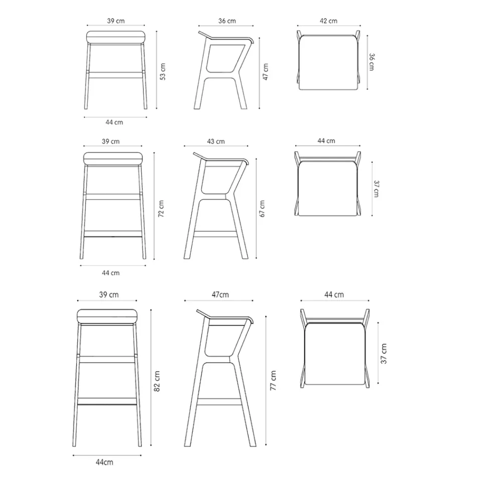Hocker mit Struktur aus massivem Buchenholz, hergestellt in Italien – Regensburg Viadurini
