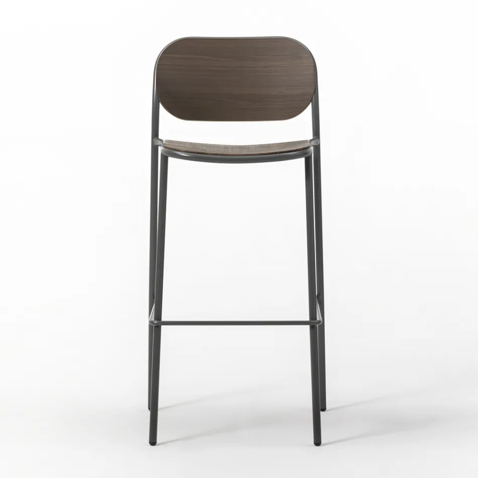 Küchenhocker aus Eichenholz und Metall Made in Italy 2 Stück - Saffia Viadurini