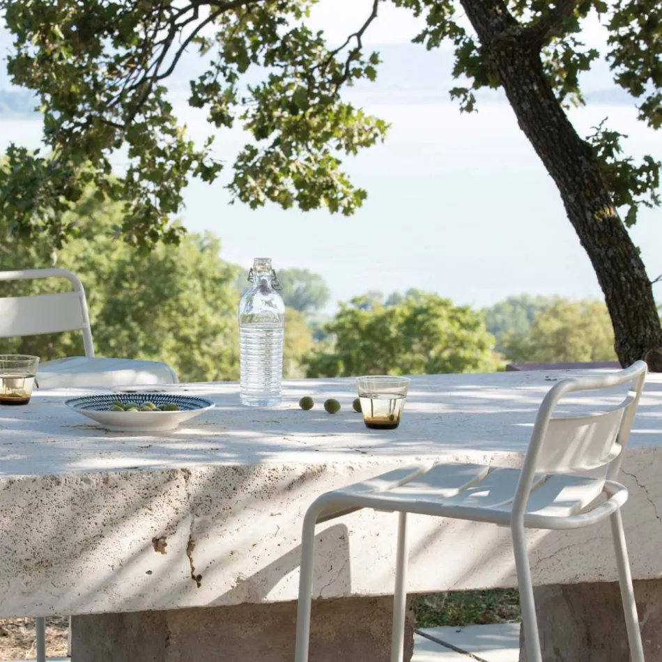 Stapelbarer Outdoor-Hocker aus verzinktem Metall Made in Italy - Amina Viadurini