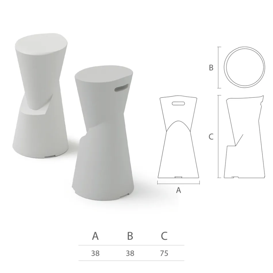 Außenhocker aus Polyethylen 7 Farben Made in Italy - Creme Viadurini