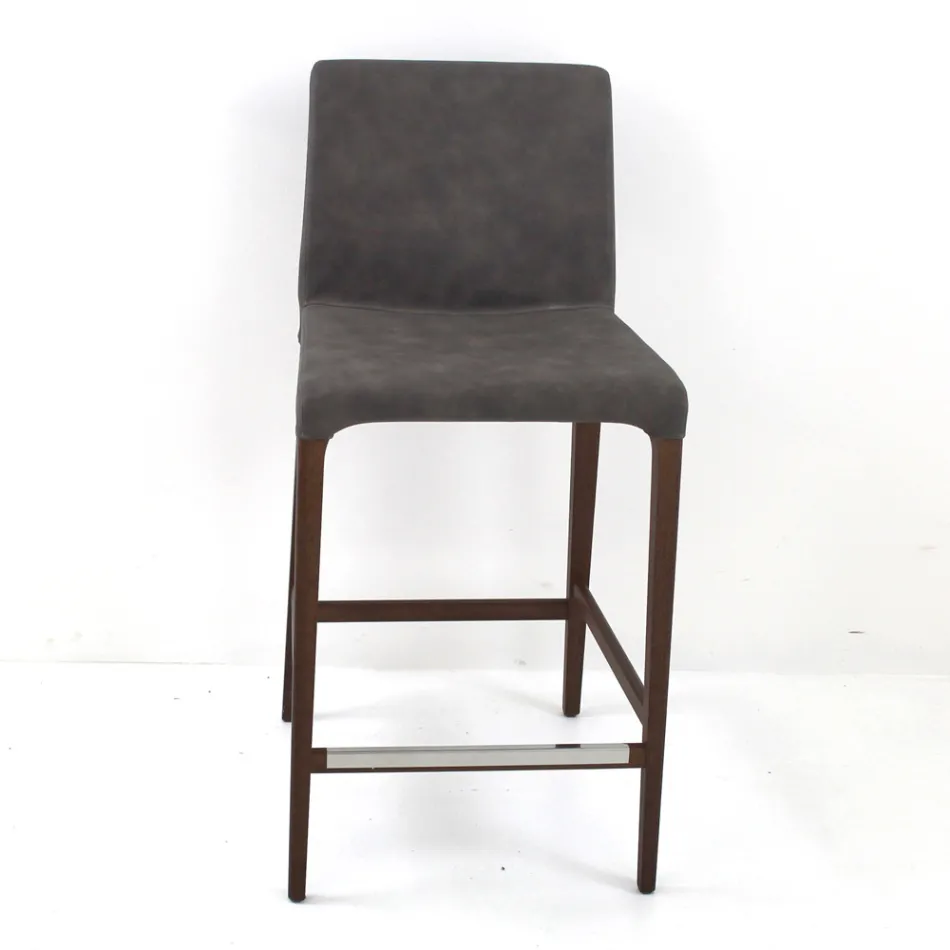 Indoor-Hocker aus Eschenholz und Kunstleder Made in Italy - Floki Viadurini