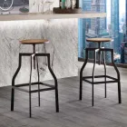 Design verstellbarer Hocker aus Metall und Holz made in Italy Livorno Viadurini