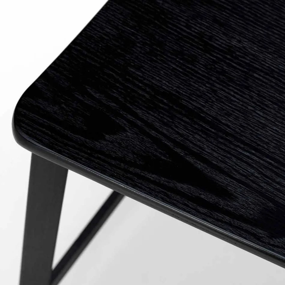 Hocker in modernem Design aus Holz und Metall, Elmas Viadurini