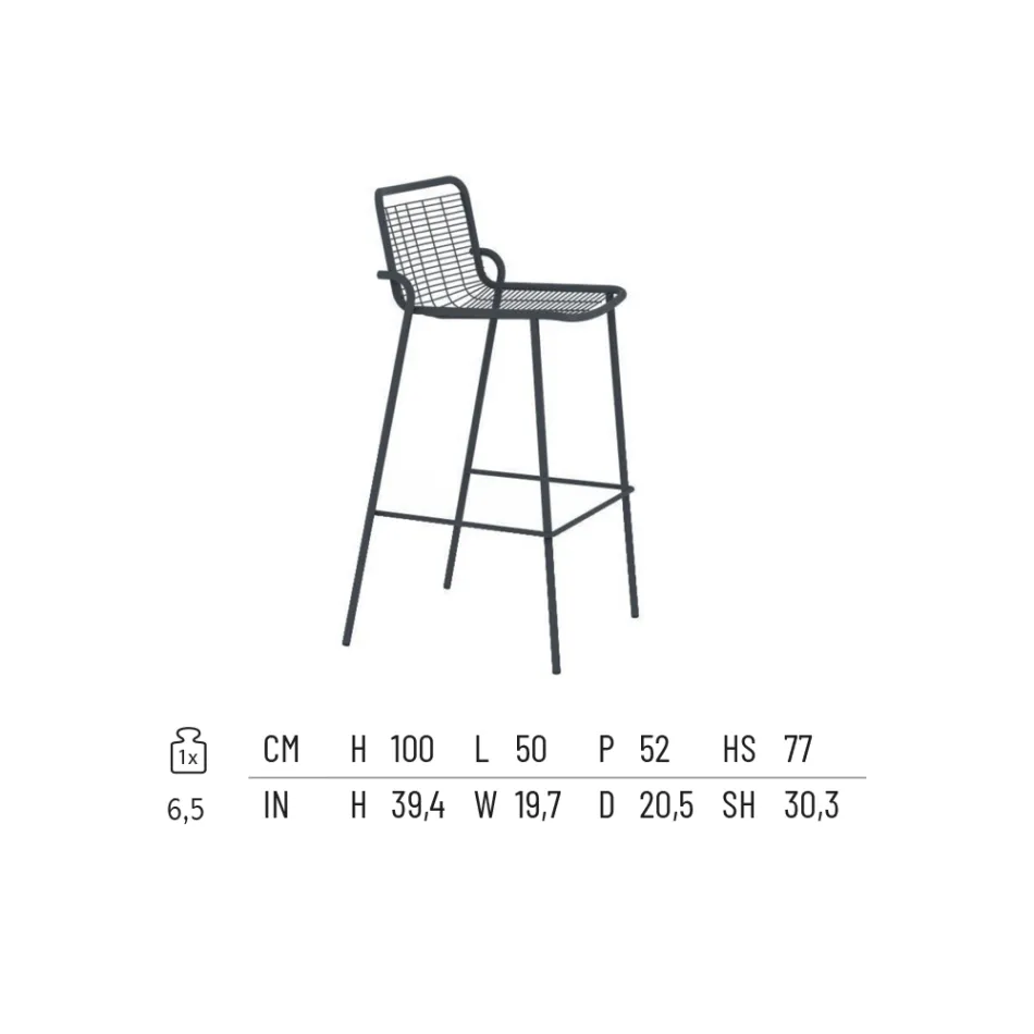 Stapelbarer Outdoor-Hocker aus Metall Made in Italy 2 Stück - Vikas Viadurini