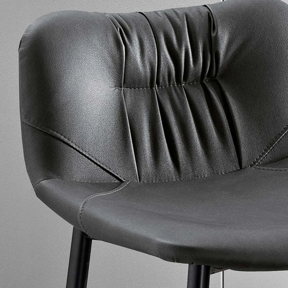 Hocker aus Faserstoff in Lederoptik und Metall Made in Italy - Gohan Viadurini