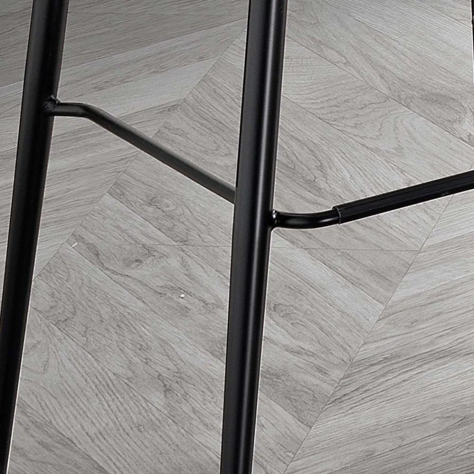 Hocker aus Faserstoff in Lederoptik und Metall Made in Italy - Gohan Viadurini