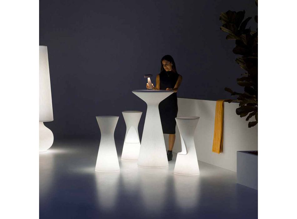 Leuchtender Außenhocker aus Polyethylen mit LED Made in Italy - Desmond Viadurini