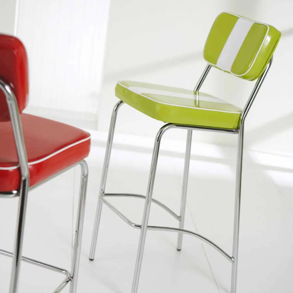 Klassischer Stuhl 50 Jahre Kunstleder mit einem zentralen weißen Band Banda Viadurini