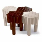 Design Massivholzhocker / Couchtisch, L38xD38 cm, Begga Viadurini