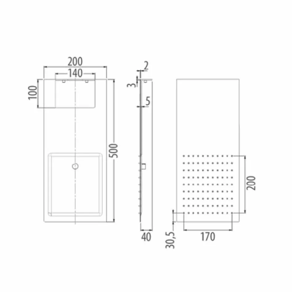 Stahlwandduschkopf mit Doppelstrahl Made in Italy - Cartesio Viadurini