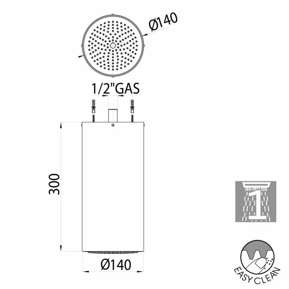 Duschkopf elegantes modernes Design zu einem Jet-Bossini Viadurini