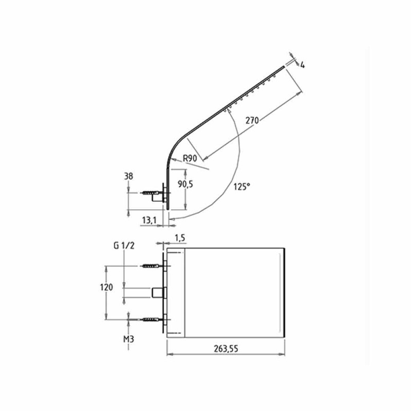 Modernes Design Wandduschkopf aus schlankem Stahl Made in Italy