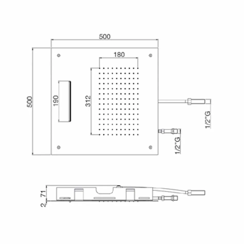Quadratischer Duschkopf aus Edelstahl mit Doppelstrahl Made in Italy - Nello Viadurini