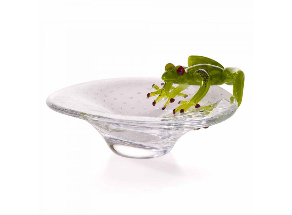 Kleines Tablett mit Glasfrosch-Ornament Made in Italy - Sossio Viadurini