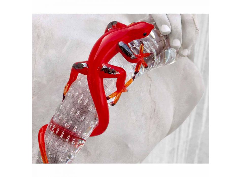 Dekoratives Glasornament in Form eines Geckos auf einem Horn Made in Italy - Corino Viadurini