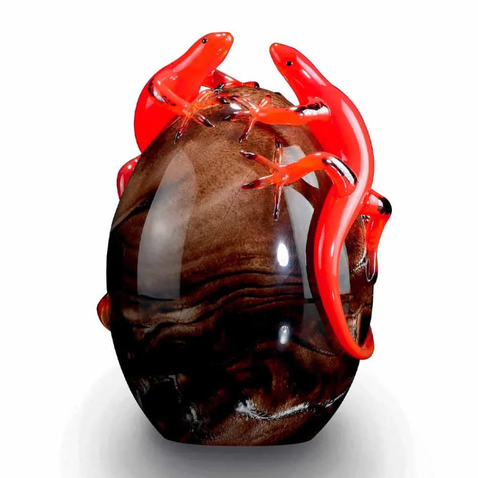 Farbiges Glasornament in Eiform mit Geckos Made in Italy - Huevo Viadurini