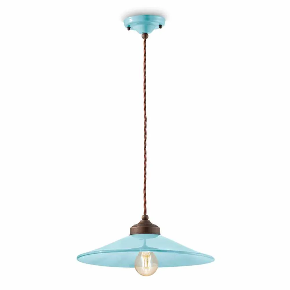 farbige Keramiksuspension und Antikmessing Maya Ferroluce Viadurini