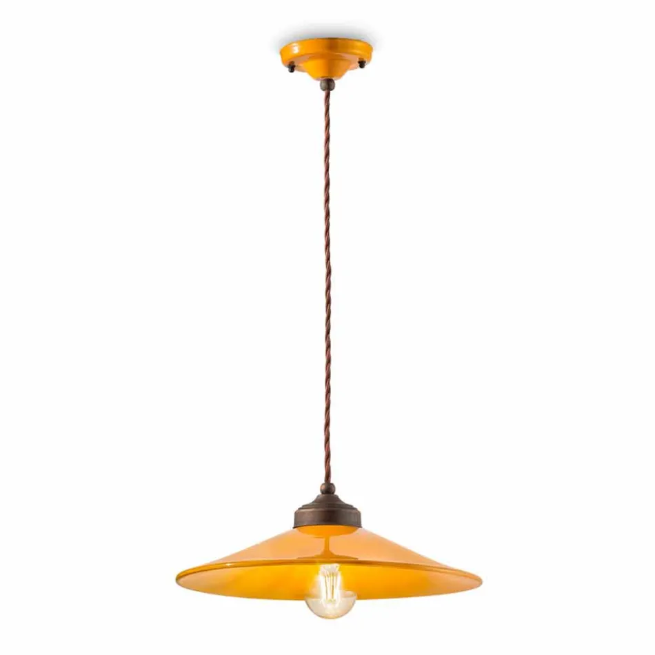 farbige Keramiksuspension und Antikmessing Maya Ferroluce Viadurini