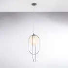 Verchromte Eisen-Pendelleuchte mit Kugel, hergestellt in Italien für die Inneneinrichtung - Oslo Viadurini