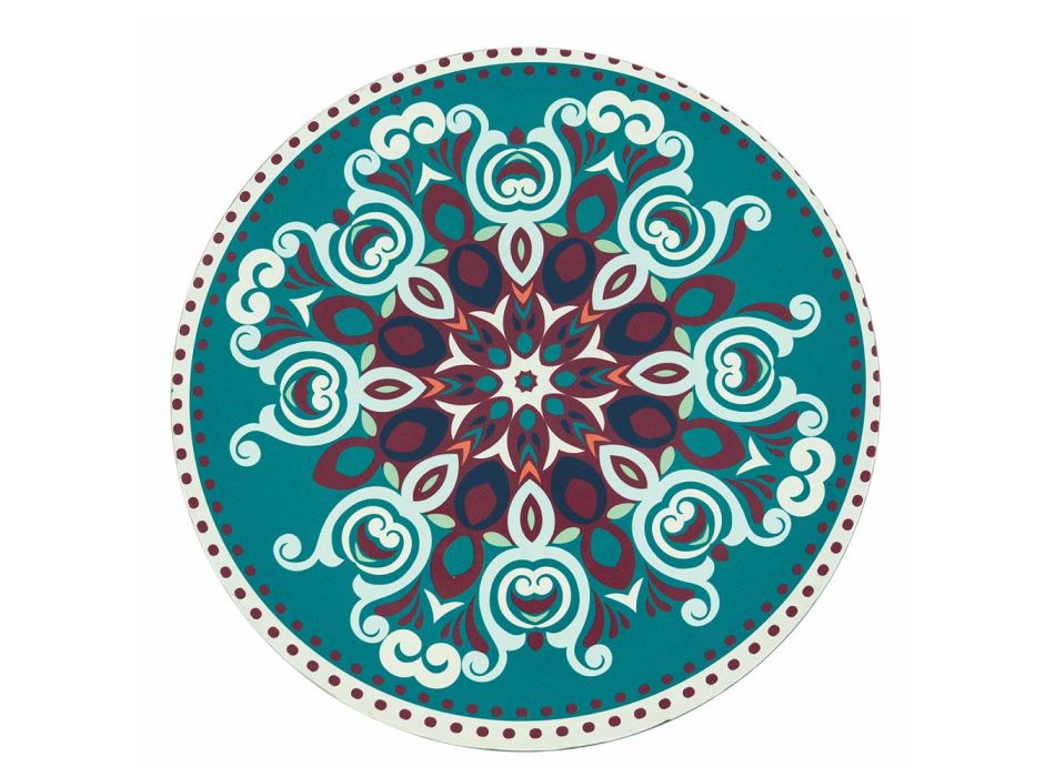 Runde Teller aus farbigem Kunststoff mit persischen Dekorationen 12 Stück - Persien Viadurini