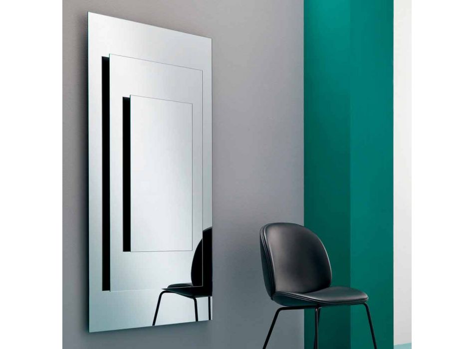 Dreischichtiger Wandspiegel und schwarze Struktur italienisches Design - Plaudio Viadurini