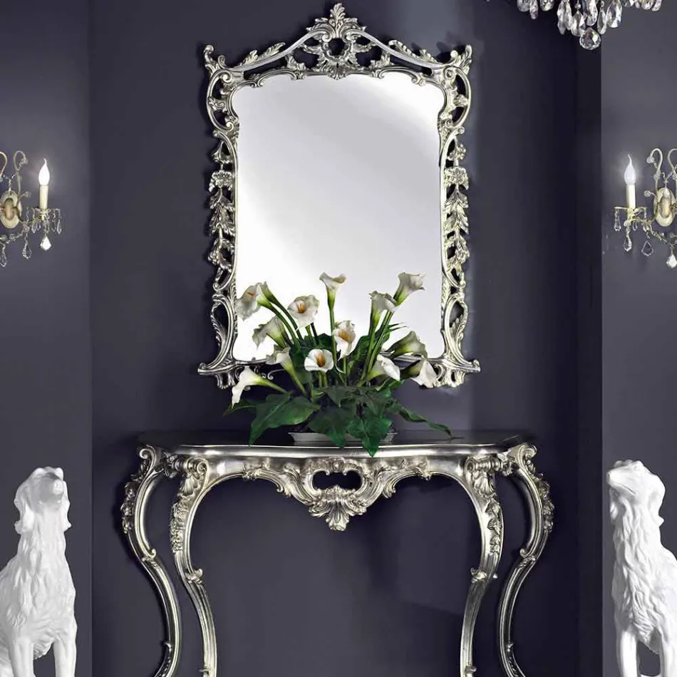 Wandspiegel, Holzkonsole und handgefertigtes Klavier in Italien Giacomo Viadurini