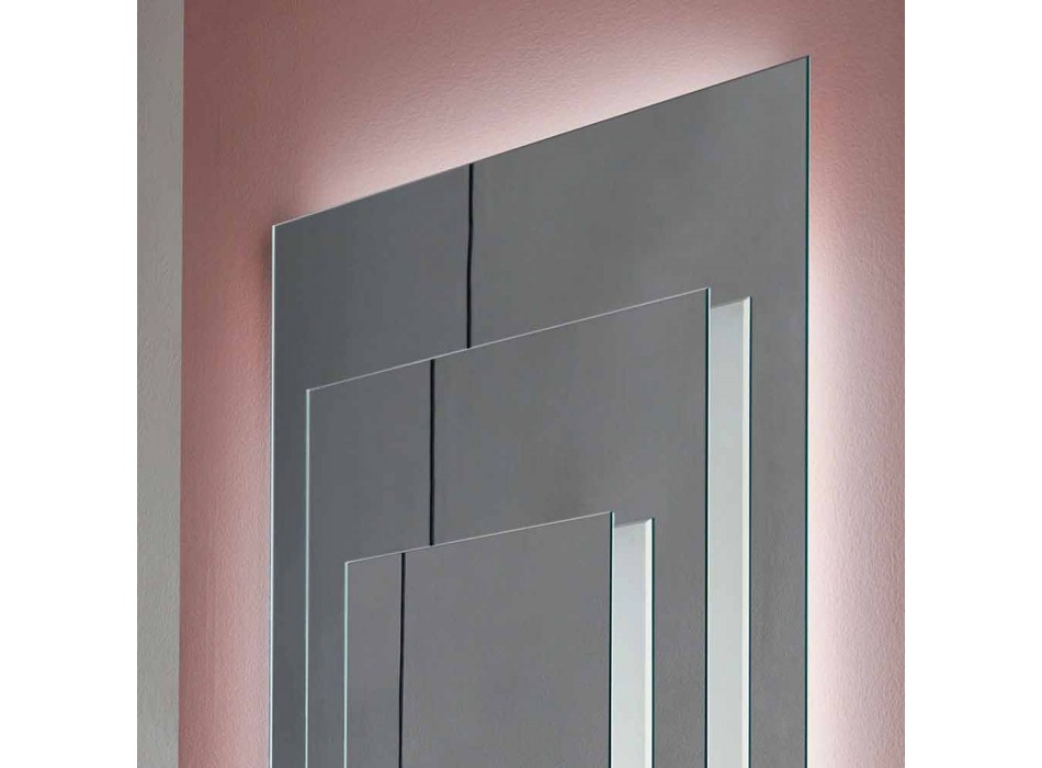 Boden-Wandspiegel mit LED-Licht und weißer Struktur, 3 Schichten - Plaudio Viadurini