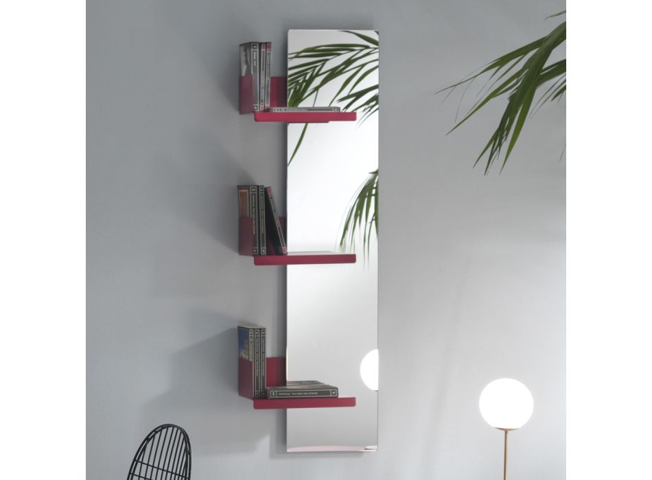 Wandspiegel und 3 Luxus-Design-Regale aus farbigem Metall - Noelle Viadurini