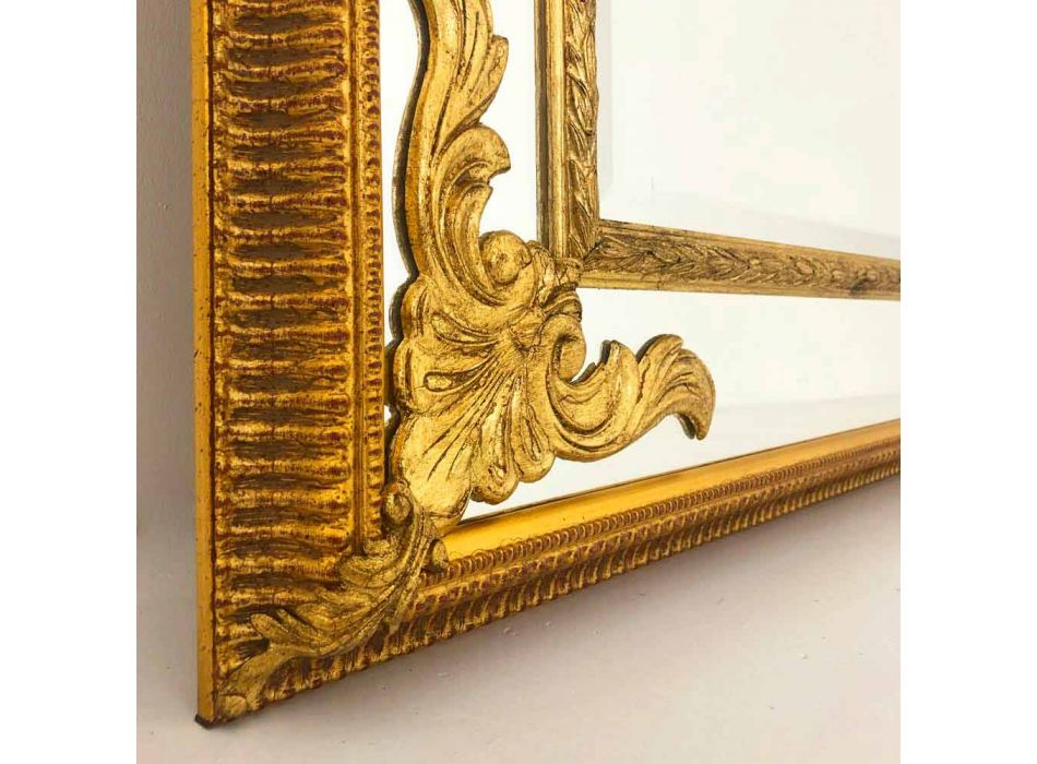 Rechteckiger Wandspiegel aus Holz, hergestellt in Italien, Valentino Viadurini