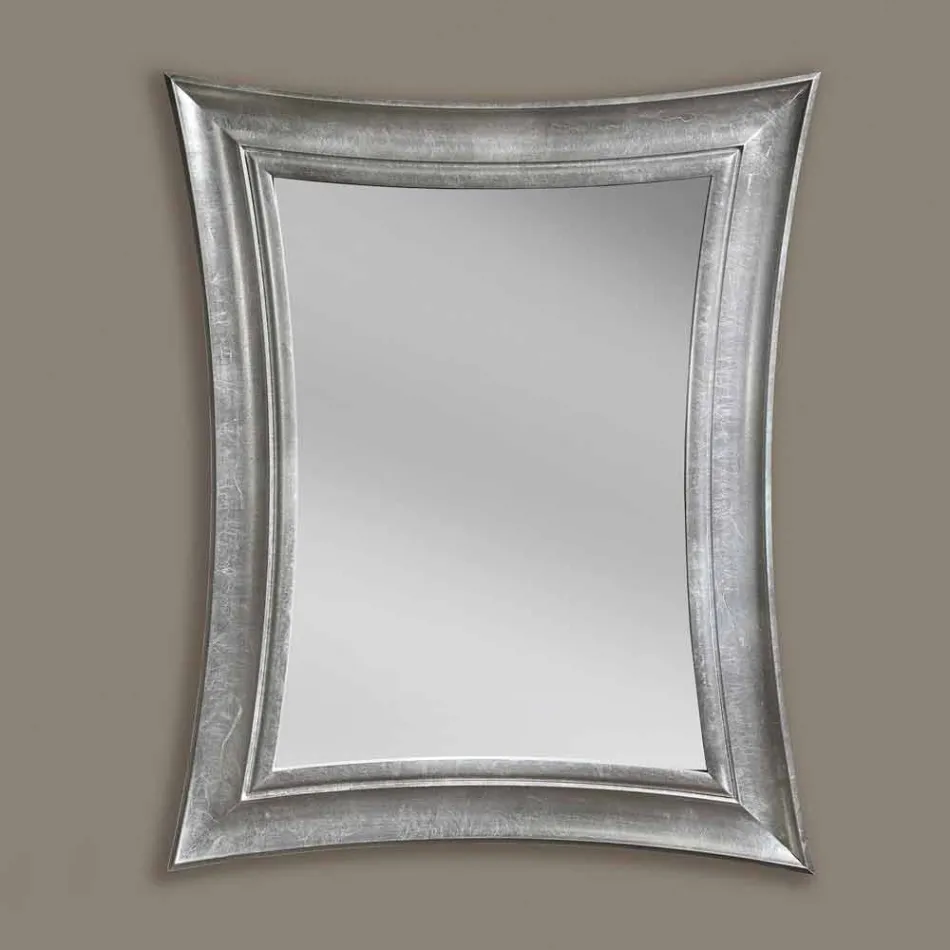 Handgemachter rechteckiger hölzerner Wandspiegel Sandro hergestellt in Italien Viadurini