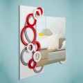 Modernes Design Wandspiegel Weiß Rot Grau in Holz - Illusion