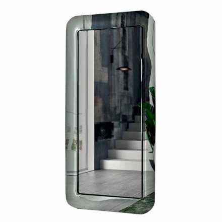 Designspiegel mit Glasrahmen in Kristalloptik, hergestellt in Italien – Loop Viadurini
